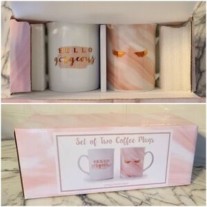 🌻NEW Hello Gorgeous & Eyelash 2 Mug Coffee Mug Set - Sally Holiday Editio…